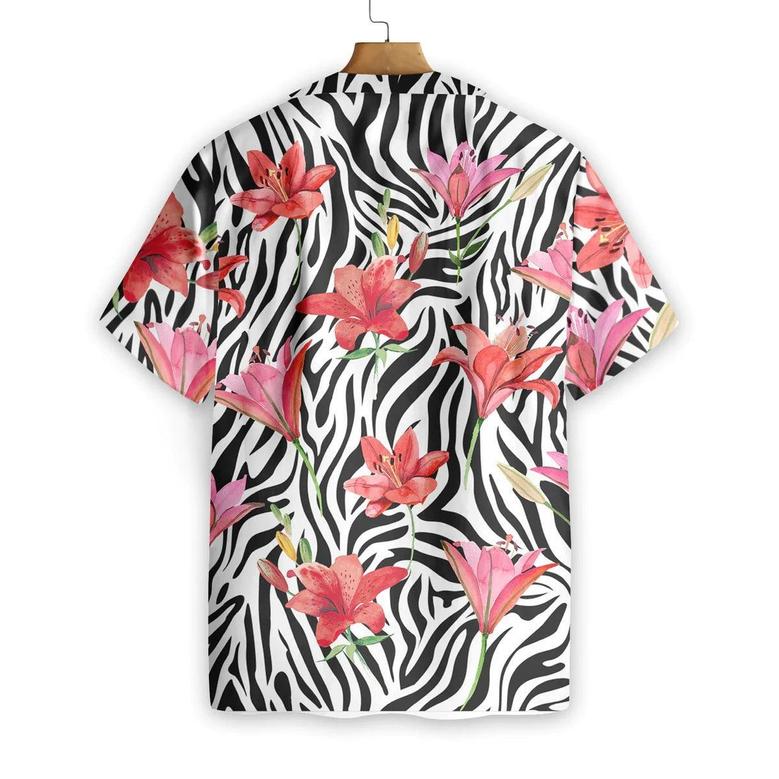 Lily Zebra Watercolor Painting Art Hawaiian Shirt - Perfect Gift For Zebra Lovers, Husband, Boyfriend, Friend, Family