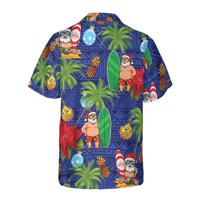 Merry Christmas Santa Claus Surf Hawaiian Shirt, Pineapple Hawaiian Shirt - Perfect Gift For Christmas, Friend, Family