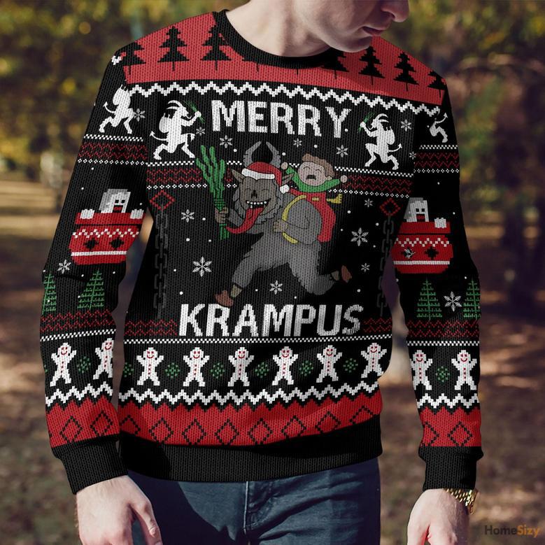 Merry Krampus Ugly Christmas Sweater For Men And Women