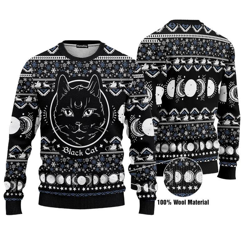 Moon Phase Cute Cat Wicca Ugly Christmas Sweater