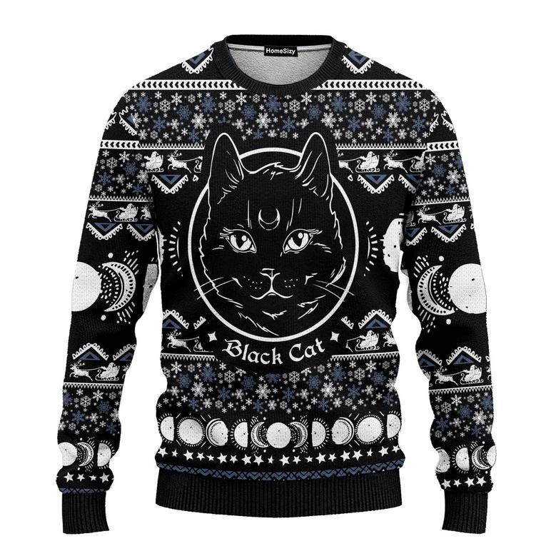 Moon Phase Cute Cat Wicca Ugly Christmas Sweater