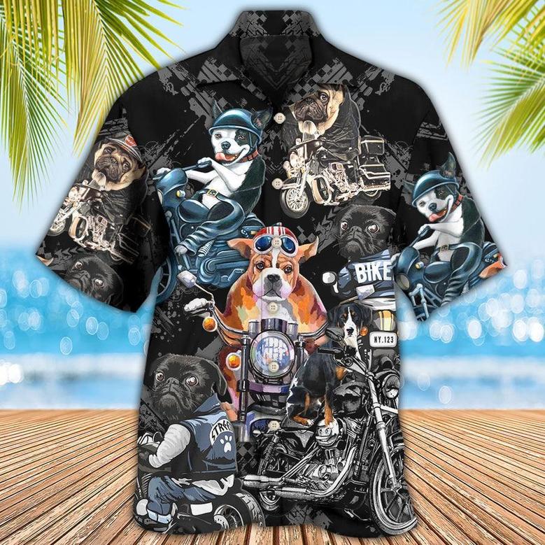 Motorcycle Dog Aloha Hawaiian Shirt For Summer, I Like Motorcycles And Dogs Hawaiian Shirt, Gift For Men Women, Dog Lovers, Dog Mom Dad