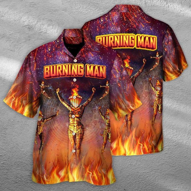 Music Hawaiian Shirt, Music Event Burning Man Hawaiian Shirt, Music Built To Burn Burning Man Aloha Shirt For Men - Perfect Gift For Music Lovers