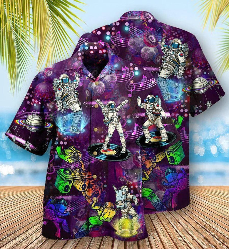 Music Hawaiian Shirt, Musical Astronaut Dance Hawaiian Shirt, Music Disco Aloha Shirt For Men - Perfect Gift For Music Lovers