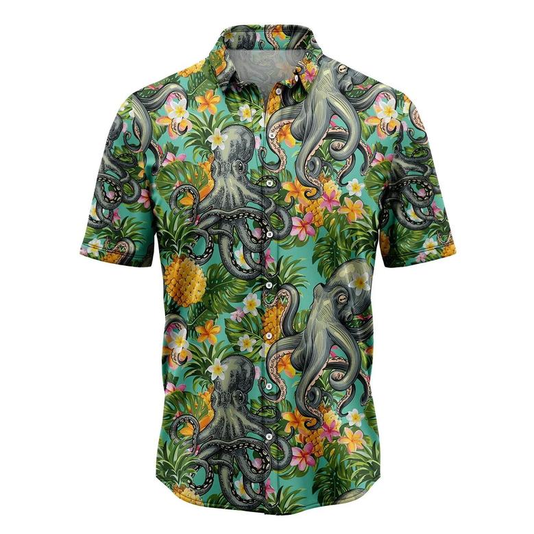 Octopus Hawaiian Shirt, Tropical Pineapple Summer Aloha Shirt For Men And Women - Perfect Gift For Husband, Boyfriend, Friend, Family, Wife