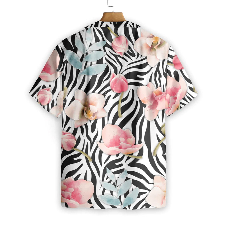 Orchid Zebra Watercolor Painting Art Hawaiian Shirt - Perfect Gift For Zebra Lovers, Husband, Boyfriend, Friend, Family