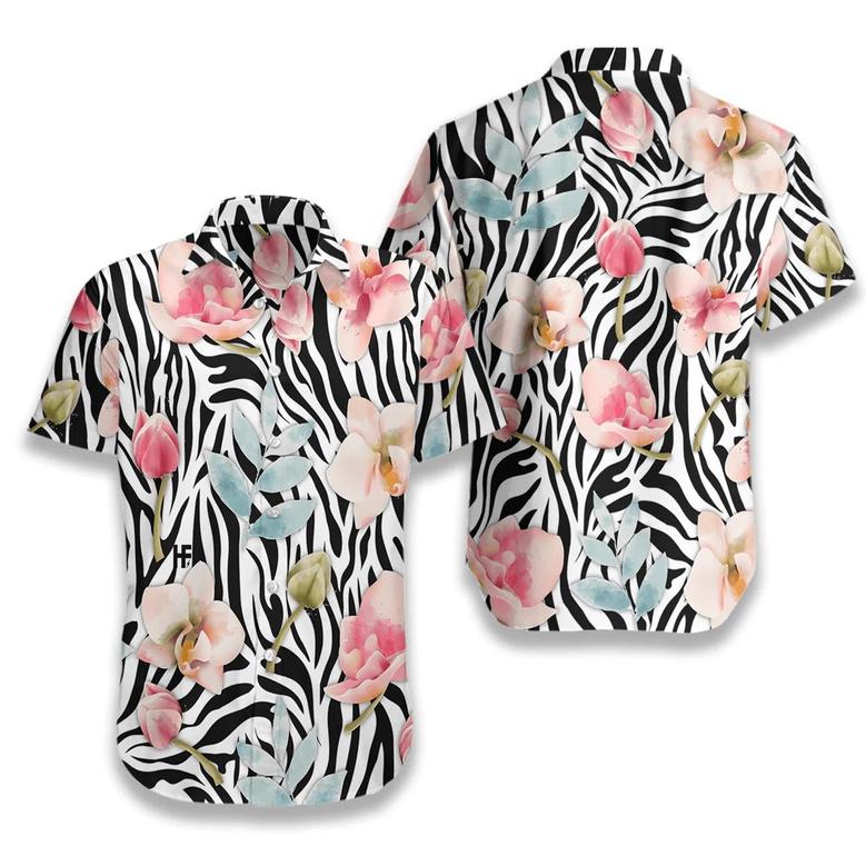 Orchid Zebra Watercolor Painting Art Hawaiian Shirt - Perfect Gift For Zebra Lovers, Husband, Boyfriend, Friend, Family