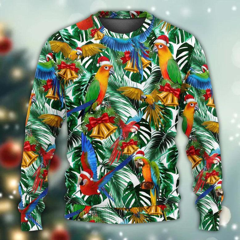 Parrot Love Xmas Tropical Leaf Ugly Christmas Sweaters