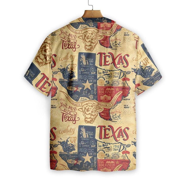 Patriotic Texas Hawaiian Shirt, Don't Mess With Texas Longhorns, Casual Short Sleeve State Of Texas, Summer Aloha Shirt Perfect Gift For Men Women