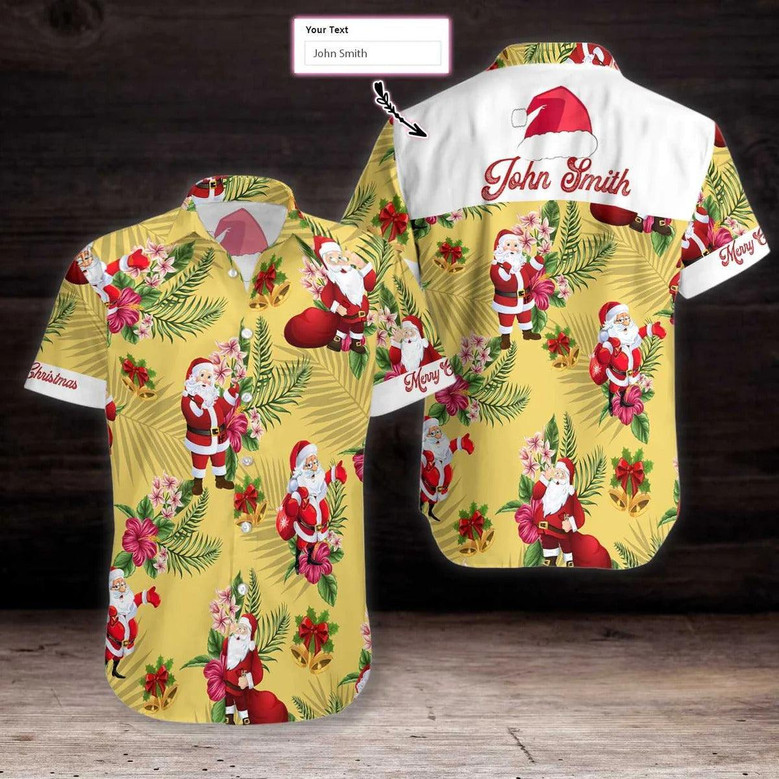 Personalized Name Merry Christmas Santa Claus Custom Hawaiian Shirt - Perfect Gift For Lover, Friend, Family