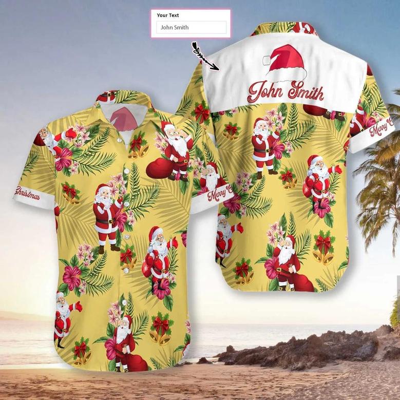 Personalized Name Merry Christmas Santa Claus Custom Hawaiian Shirt - Perfect Gift For Lover, Friend, Family