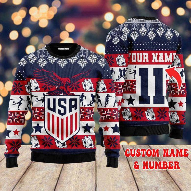 Personalized USA Champion Cup Football 2022 Ugly Christmas Sweaters