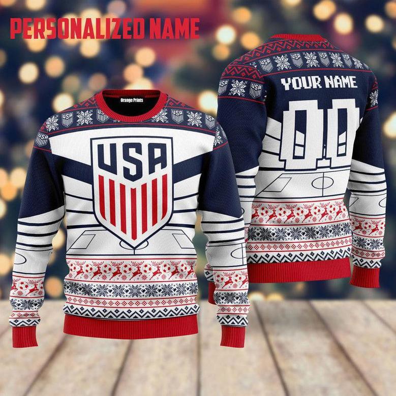 Personalized USA Football Cup Champion Ugly Christmas Sweaters