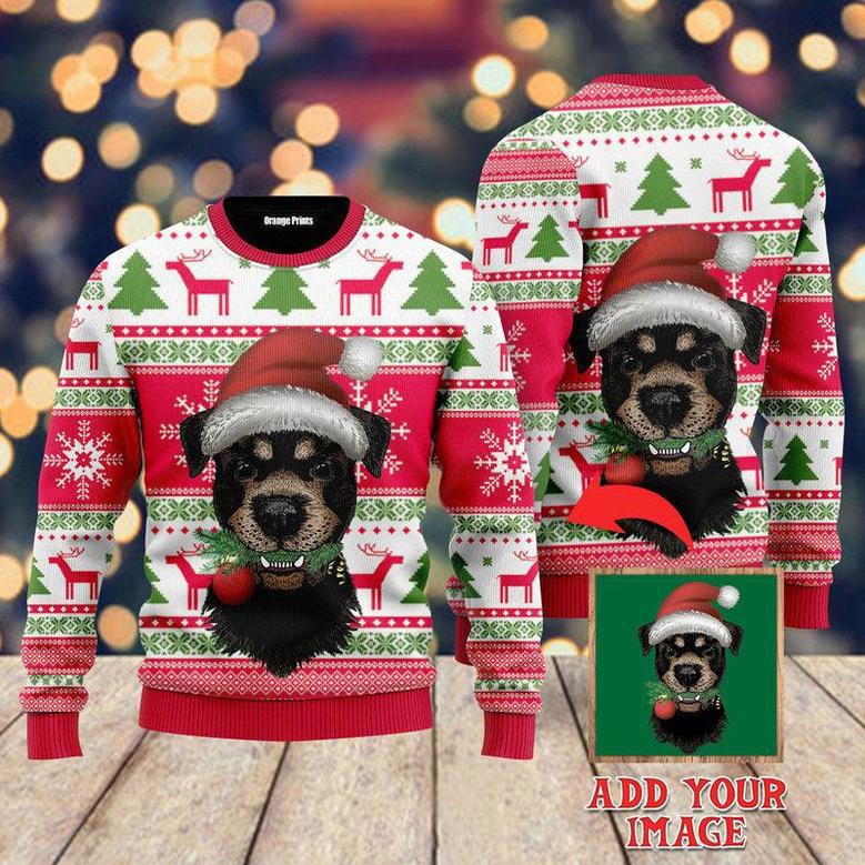 Photo Inserted Cute Dog On Vintage Xmas Sweaters For Men & Women