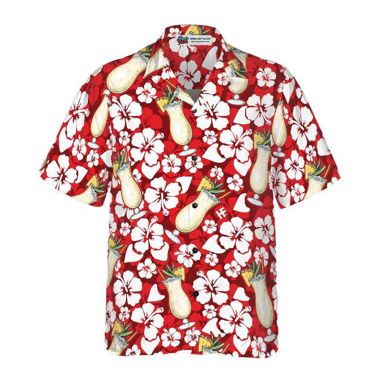 Pina Colada Cocktail Pattern Aloha Hawaiian Shirt For Summer, Colorful Hawaiian Shirt Outfit For Men Women, Gift For Friend, Team, Family