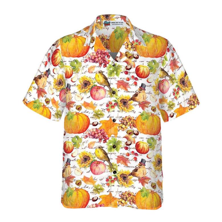 Pumpkin Hawaiian Shirt, Vintage Watercolor Thanksgiving Design Hawaiian Shirt - Perfect Gift For Lover, Friend, Family