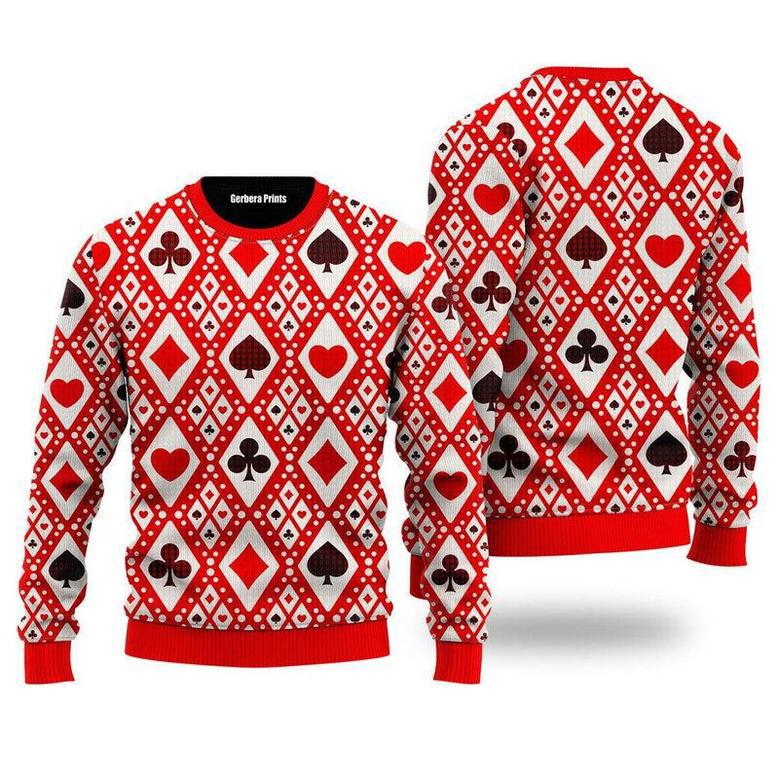 Red Seamless Playing For Xmas Pattern Ugly Sweater For Men & Women