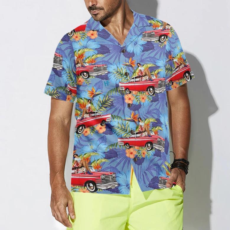 Retro Vintage Girl Car Hawaiian Shirt, Muscle Car Hawaiian Shirt For Men - Perfect Gift For Lover, Friend, Family