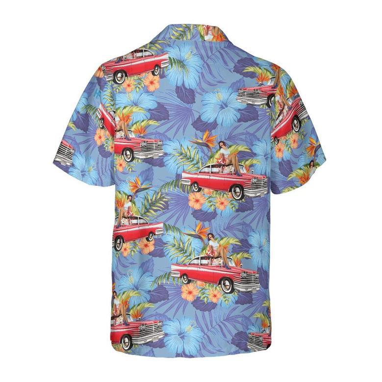 Retro Vintage Girl Car Hawaiian Shirt, Muscle Car Hawaiian Shirt For Men - Perfect Gift For Lover, Friend, Family