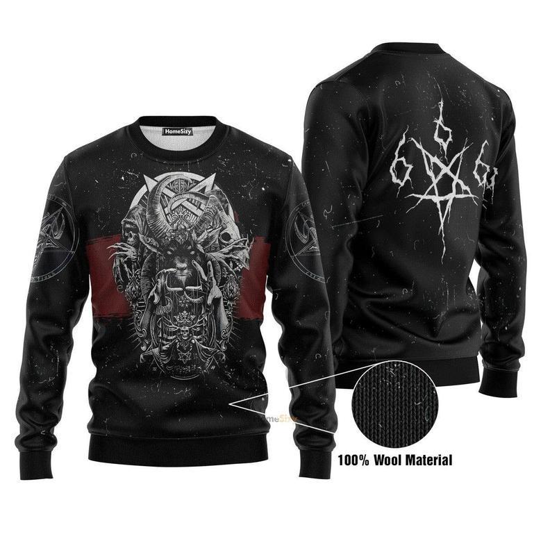 Satanic Skull Ugly Christmas Sweater For Men And Women