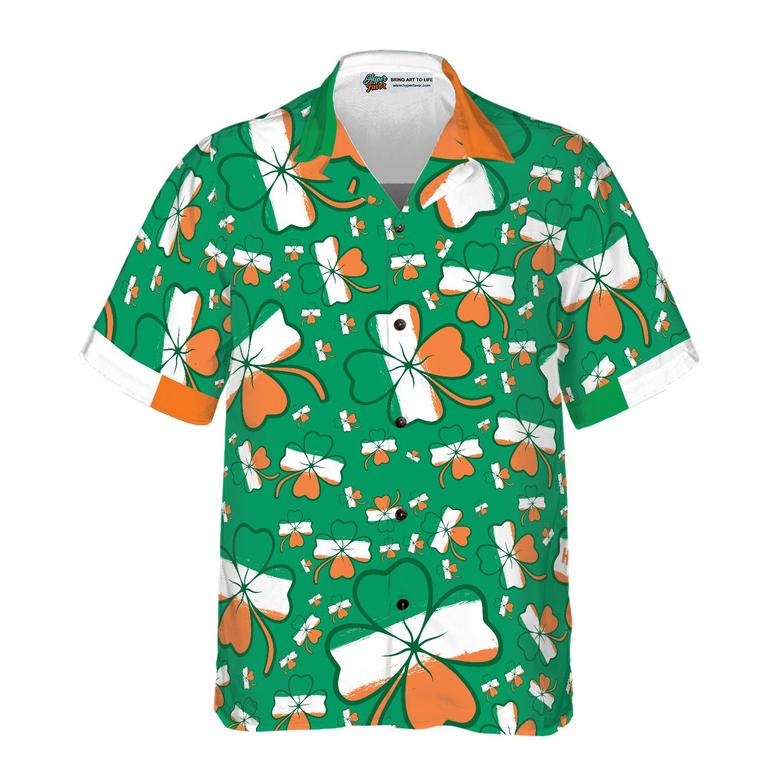 Seamless Ireland Styled Shamrock Saint Patrick's Day Irish Hawaiian Shirt, Colorful Summer Aloha Shirts For Men Women, Perfect Gift For Husband, Wife