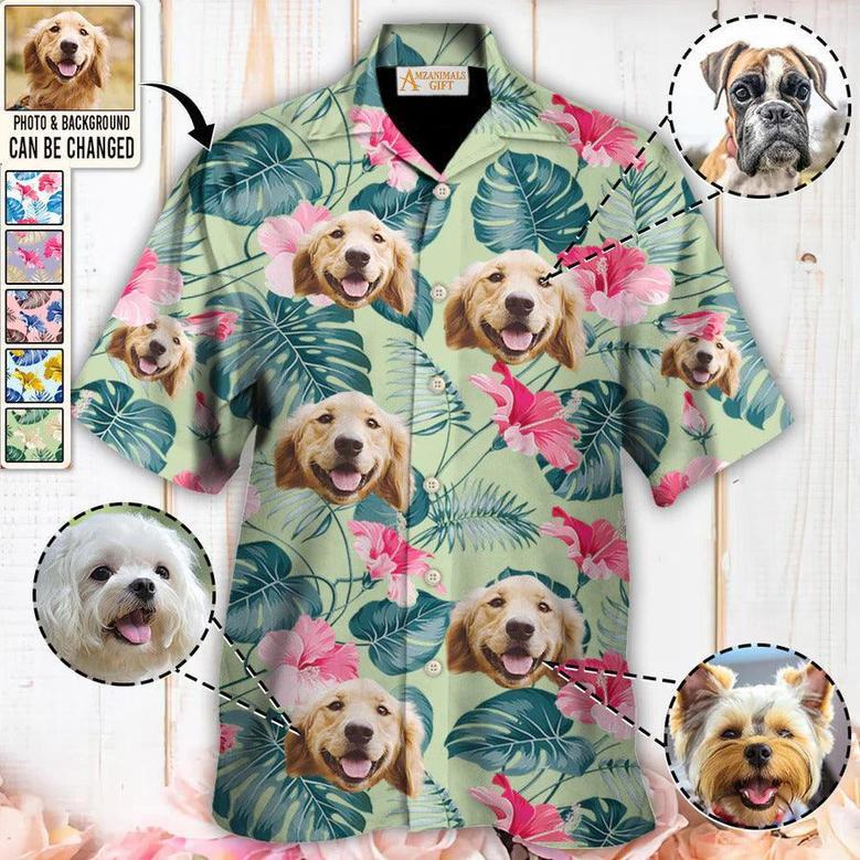 Shiba Inu Face Custom Aloha Hawaii Shirt - Dog Custom Photo With Tropical Pattern Personalized Hawaiian Shirt - Perfect Gift For Dog Lovers, Friend, Family