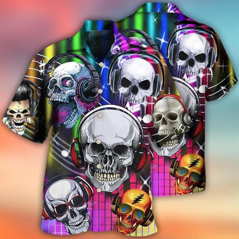 Skull Aloha Hawaiian Shirt For Summer - Skull Aloha Skull Music Lets Get High Hawaiian Shirt - Perfect Gift For Men, Women, Skull Lover