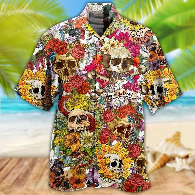 Skull Aloha Hawaiian Shirt For Summer - Skull Day Of The Dead Flower Skull Hawaiian Shirt - Perfect Gift For Men, Women, Skull Lover