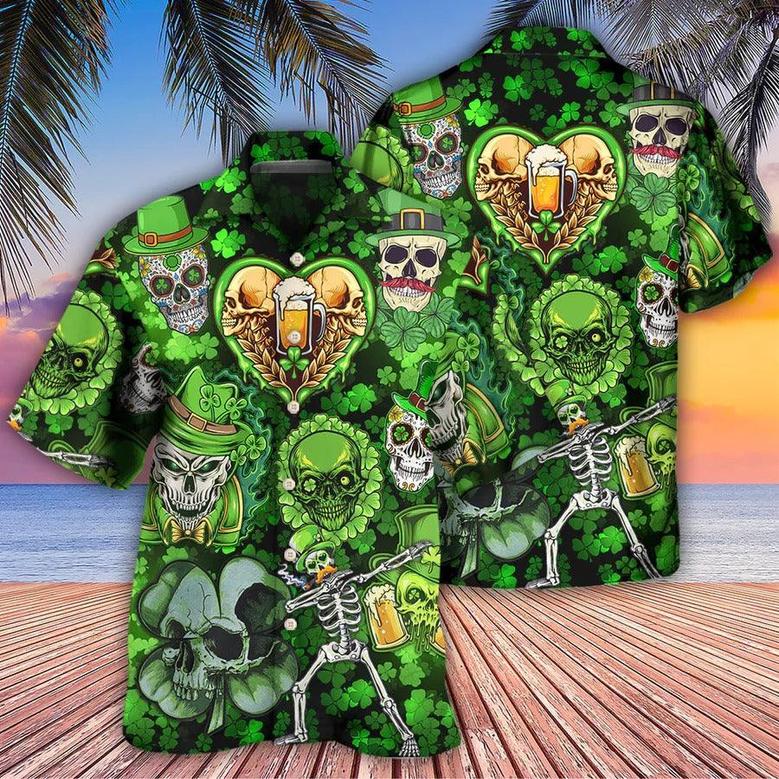 Skull Aloha Hawaiian Shirt For Summer - Skull St Patricks Day Art Hawaiian Shirt - Perfect Gift For Men, Women, Skull Lover