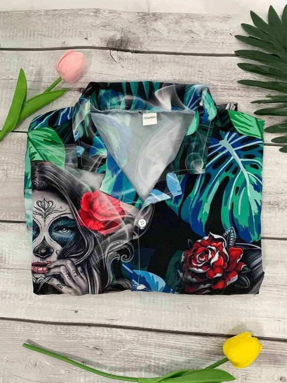 Skull Aloha Hawaiian Shirt For Summer - Skull Tropical White Smoke Red Flower Hawaiian Shirt - Perfect Gift For Men, Women, Skull Lover