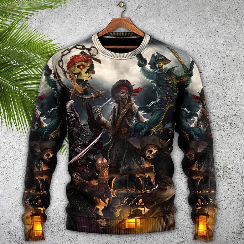 Skull Fantasy Ghost Caribbean Pirate Ugly Christmas Sweaters