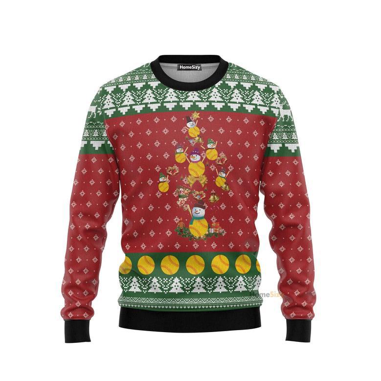 Softball Christmas Tree Ugly Christmas Sweater