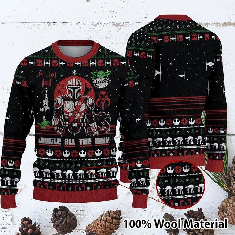 Star Wars Jingle All The Way Mandalorian Yoda Ugly Christmas Sweaters