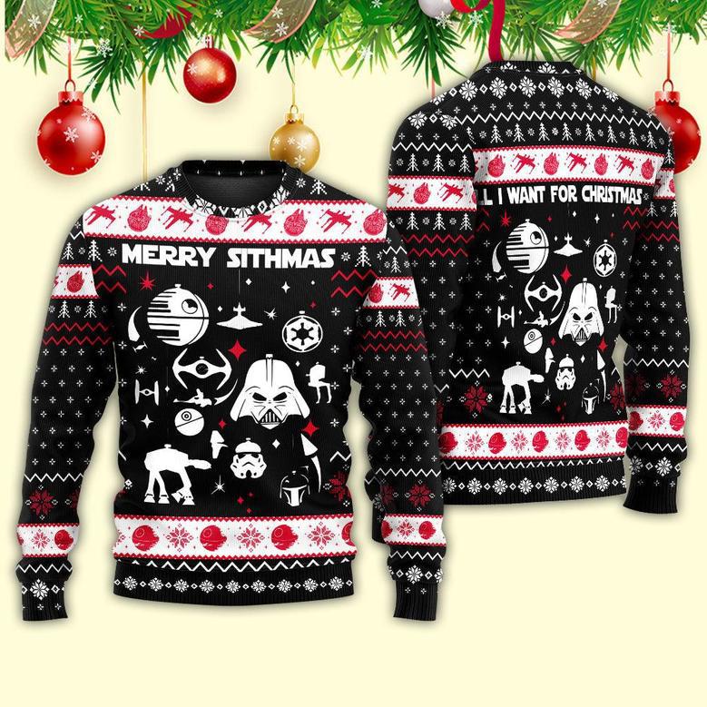 Star Wars Merry Sithmas Darth Vader Red And White Ugly Christmas Sweaters