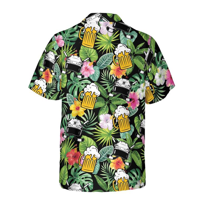 Summer Colorful Hockey And Beer Hawaiian Shirt, Colorful Summer Aloha Shirt For Men Women, Perfect Gift For Friend, Family, Husband, Wife, Boyfriend