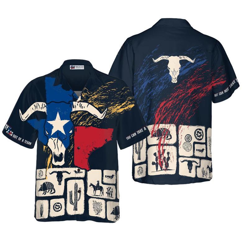 Texas Flag Aloha Hawaiian Shirt For Summer, Texas Pride Home Shirt Longhorn Skull, Proud Texas Hawaiian Shirts For Texans Men Women, Gift For Friend