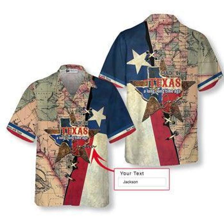 Texas Flag State Of Texas Map Custom Name Hawaiian Shirt, Made In Texas A Long, Long Time Ago, Colorful Summer Personalized Aloha Shirt For Men Women