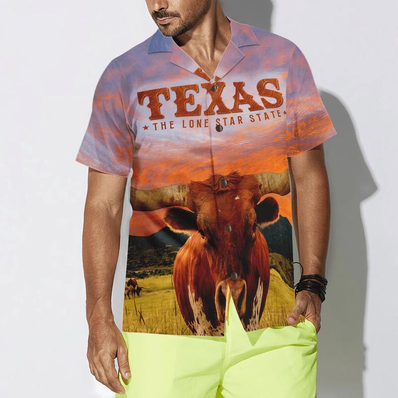 Texas Longhorn Bull Hawaiian Shirt, Texas The Lone Star State, Unique Texas, Texas Lovers, Summer Aloha Shirt Perfect Gift For Men Women