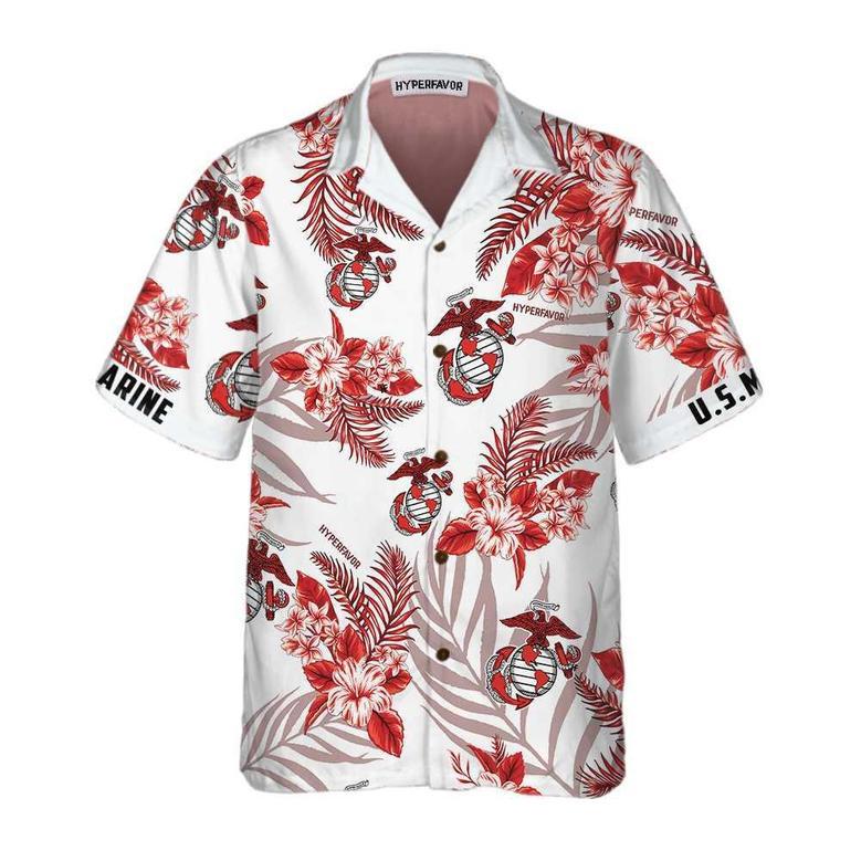 United States Marine Corps Aloha Hawaiian Shirt For Summer, Proud USMC, US Marine Corps Hawaiian Shirts For Men Women, Gift For Marines, Friend