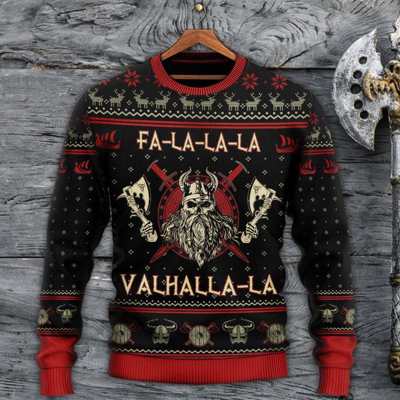 Viking Valhalla Black And Red Ugly Christmas Sweaters