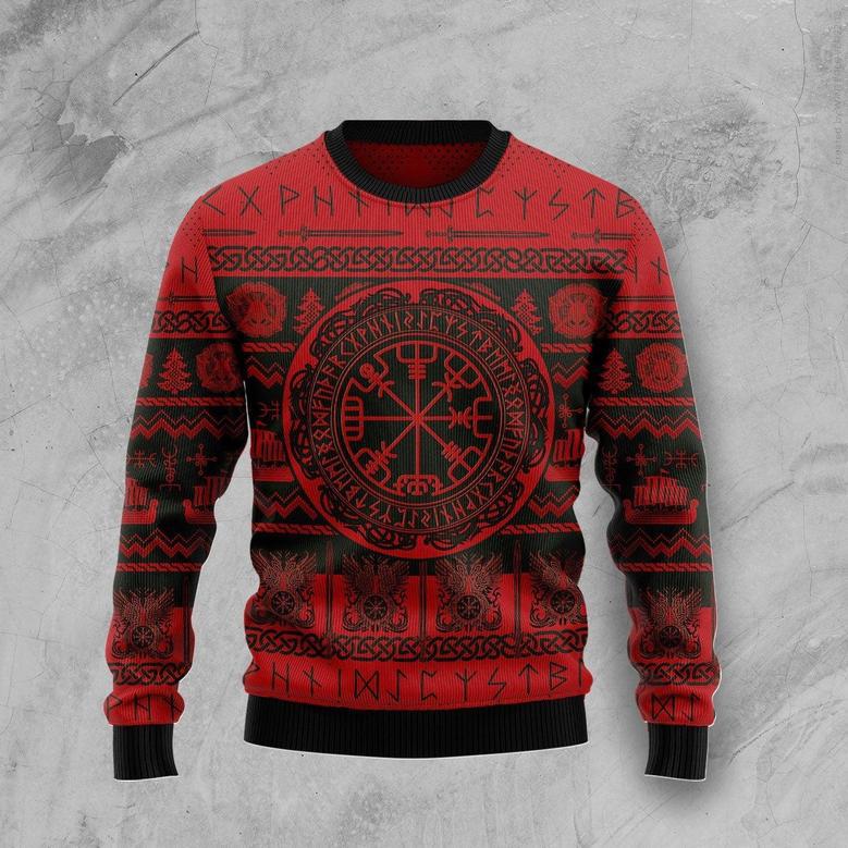 Viking Vegvisir Christmas Funny Red Ugly Sweater