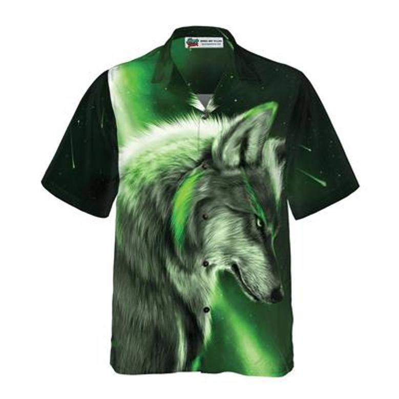 Wolf Hawaiian Shirt, Fantasy Green Wolf Aloha Shirt For Men - Perfect Gift For Husband, Boyfriend, Friend, Family