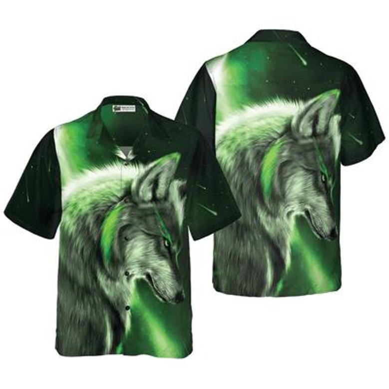 Wolf Hawaiian Shirt, Fantasy Green Wolf Aloha Shirt For Men - Perfect Gift For Husband, Boyfriend, Friend, Family