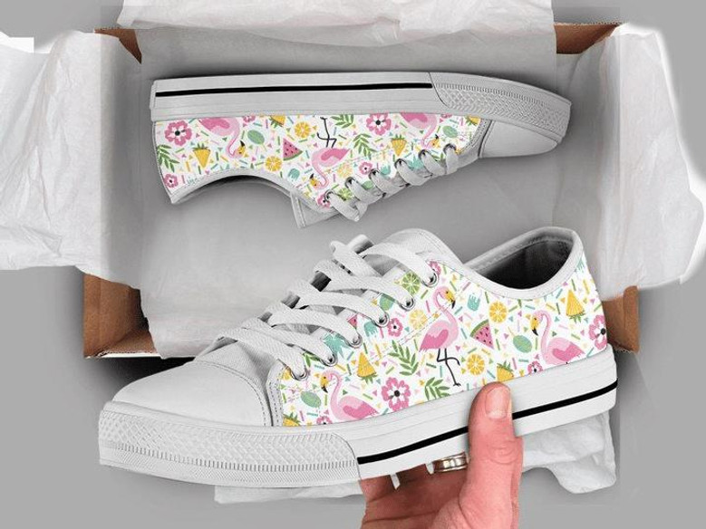 Pink Flamingo Low Top Shoes Monsterry
