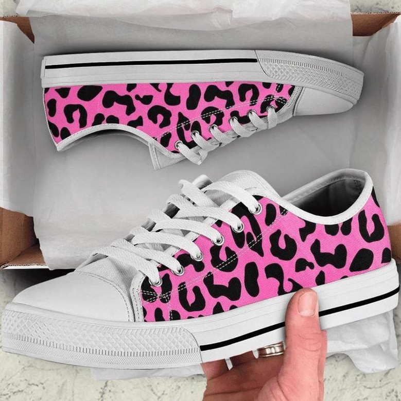 Pink Leopard Print Animal Print Low Top Shoes Monsterry