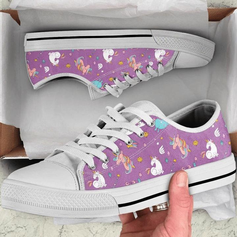 Purple Unicorn Low Top Shoes Monsterry