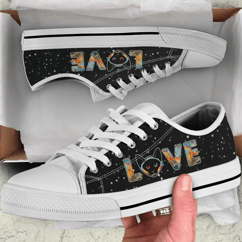 Siamese Cat Sky Watercolor Low Top Shoes Monsterry