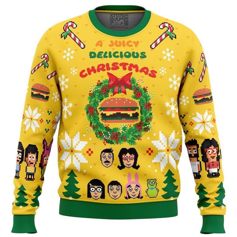 A Juicy Delicious Christmas Bob's Burgers Ugly Christmas Sweater, Ugly Christmas Sweater For Men Women