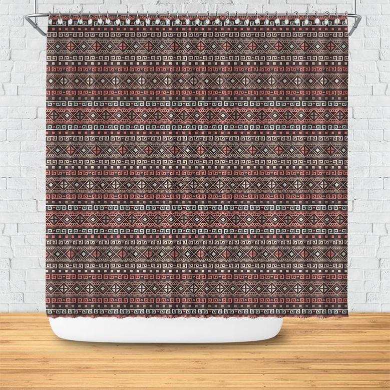 Basic Geometric Pattern Mid Century Style Boho Shower Curtain
