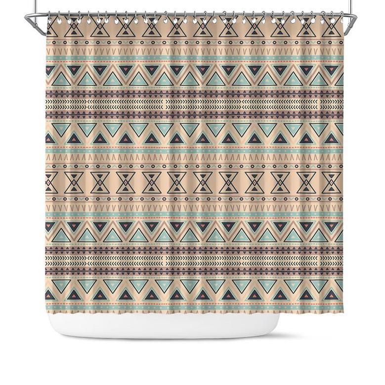 Beige Color Shape Pattern Ancient Boho Tribal Shower Curtain